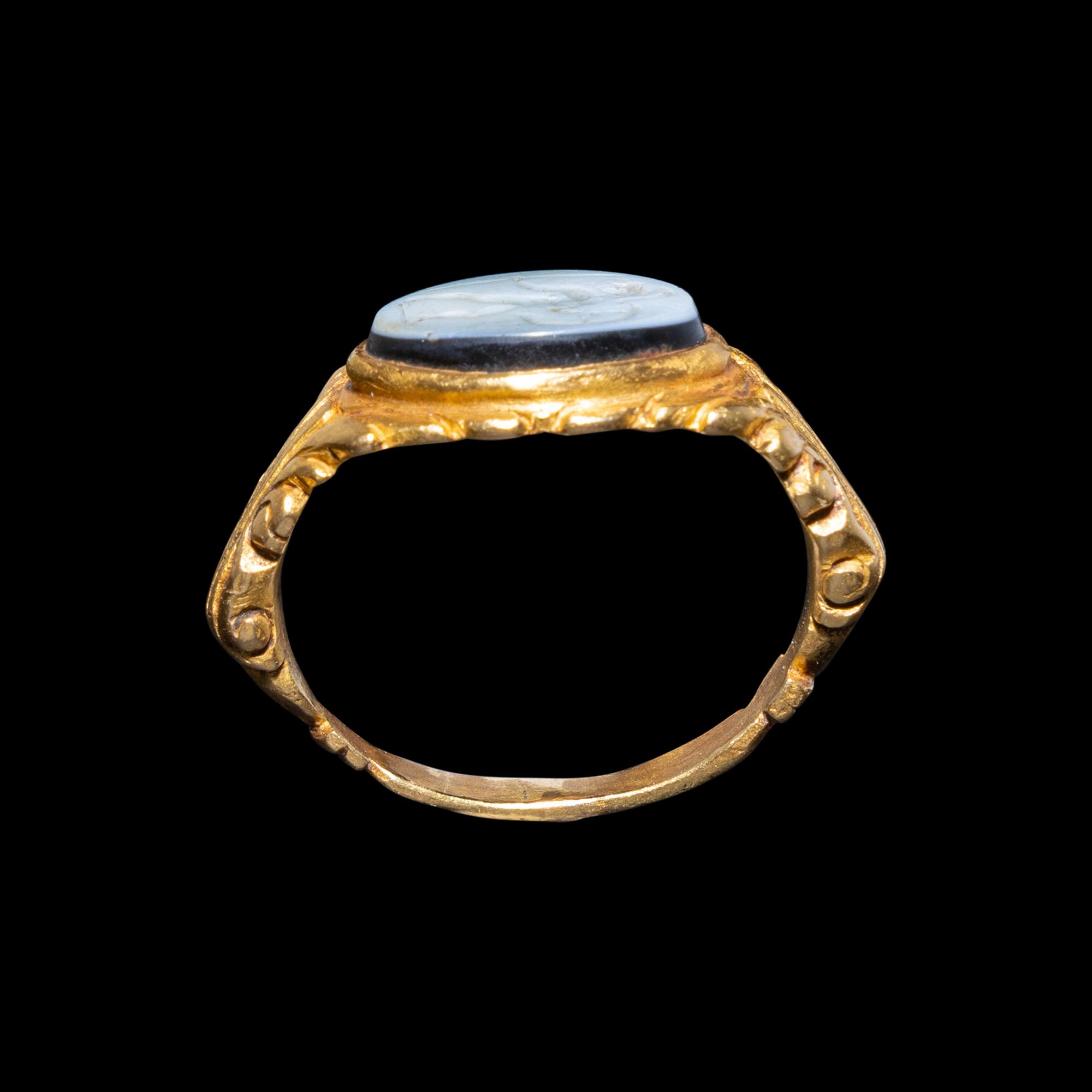 A Roman Gold and Nicolo Ring with Mars