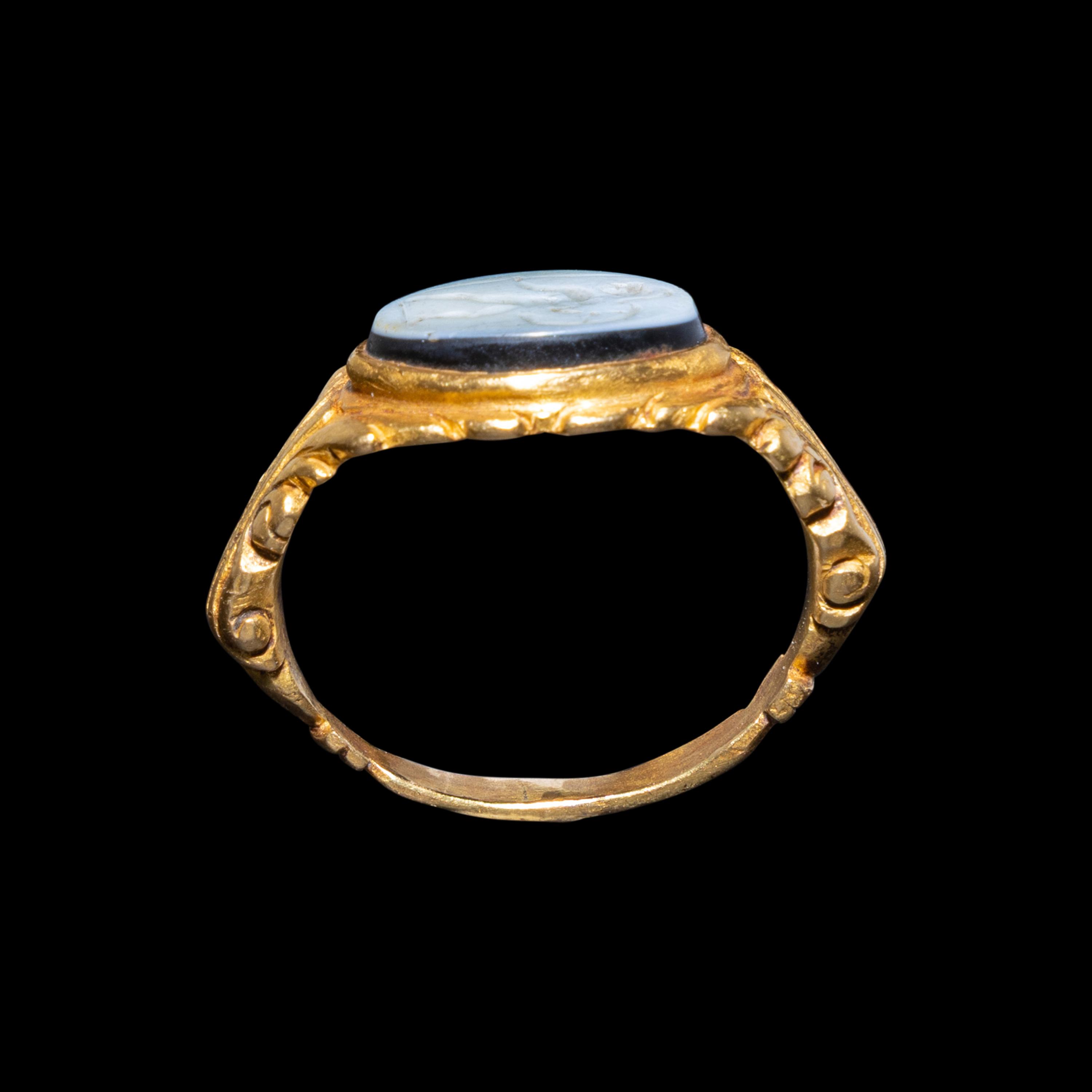 A Roman Gold and Nicolo Ring with Mars