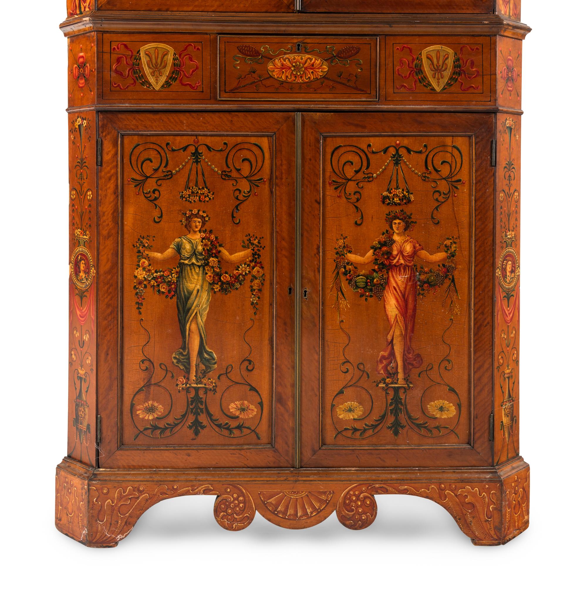 An Edwardian Painted Corner Cabinet