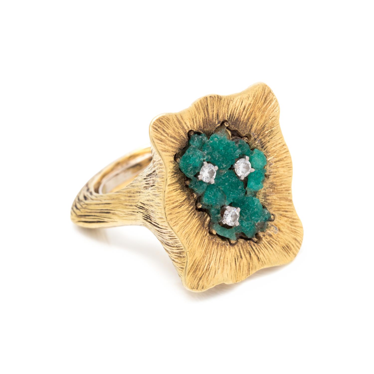 LA TRIOMPHE, EMERALD AND DIAMOND RING