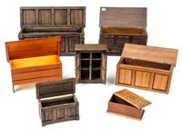 A Group of Seven Chests Width of widest 5 3/4 inches. — Various Makers