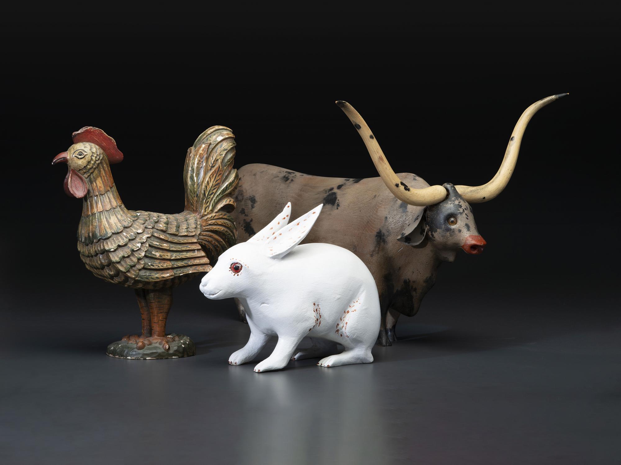 Three Folk Art Carved and Painted Animals