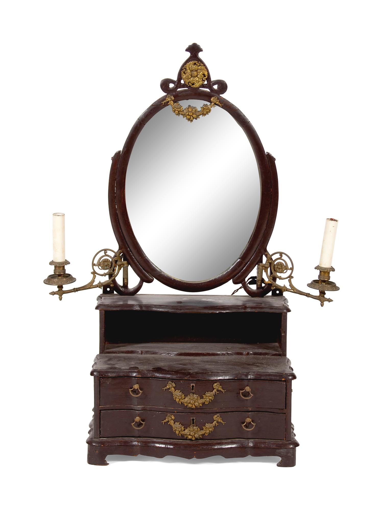 A Victorian Carved Mahogany Table Top Lady's Vanity Mirror — 19TH CENTURY