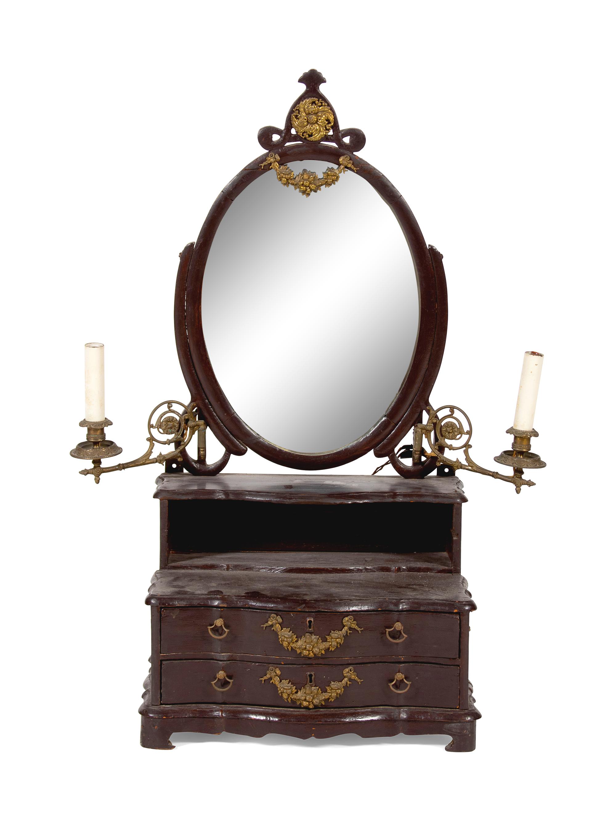 A Victorian Carved Mahogany Table Top Lady's Vanity Mirror — 19TH CENTURY
