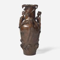 After Louis Chalon (French, 1866-1940) An Art Nouveau Patinated Bronze "Sea Sprites" Vase, Paris, France, 20th century