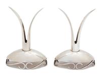 A Pair of American Silver Candle Holders, Alfredo Sciarrotta, Newbury, RI,