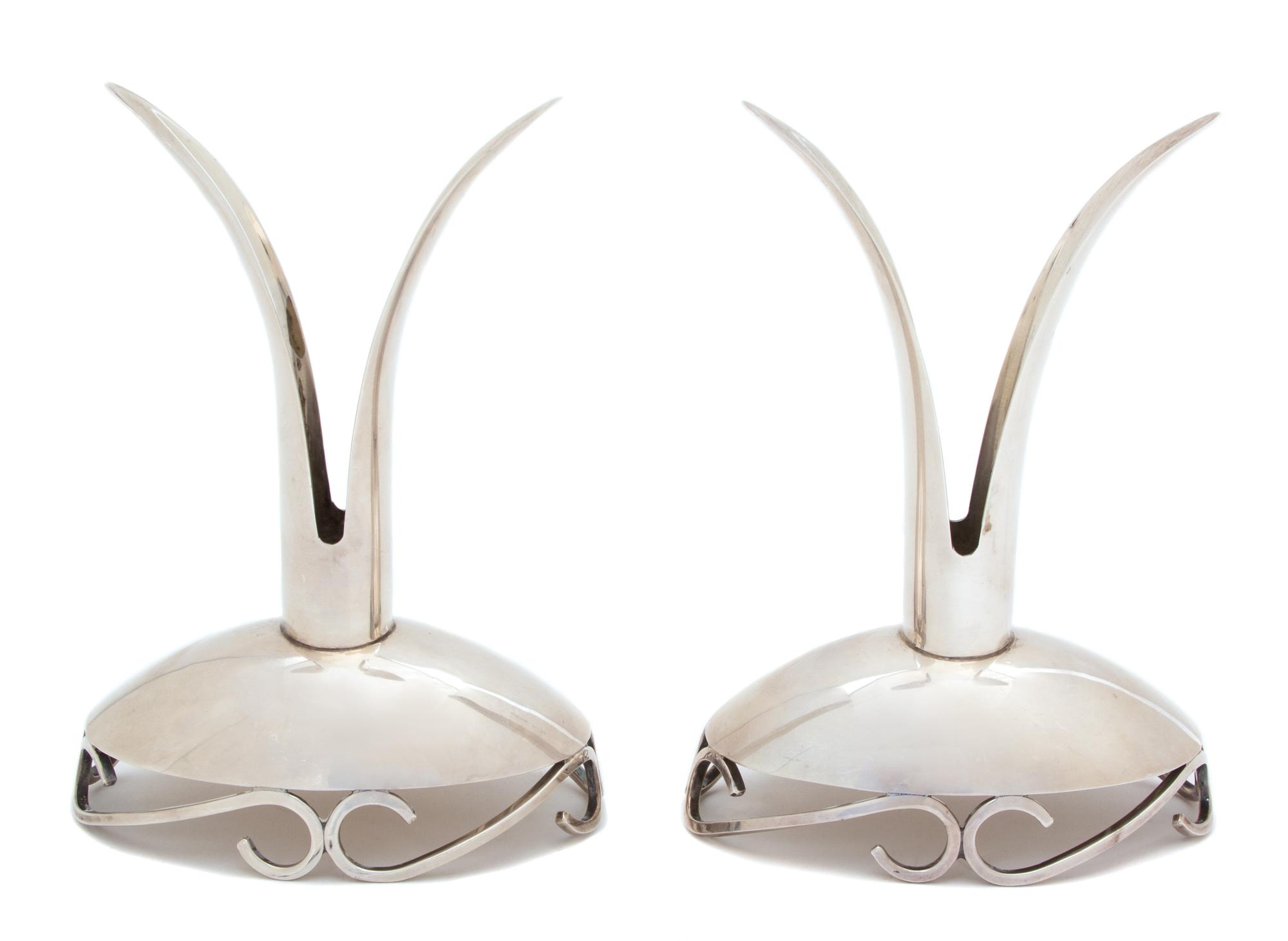 A Pair of American Silver Candle Holders, Alfredo Sciarrotta, Newbury, RI,