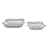 Two Continental Silver Lobed Square Bowls