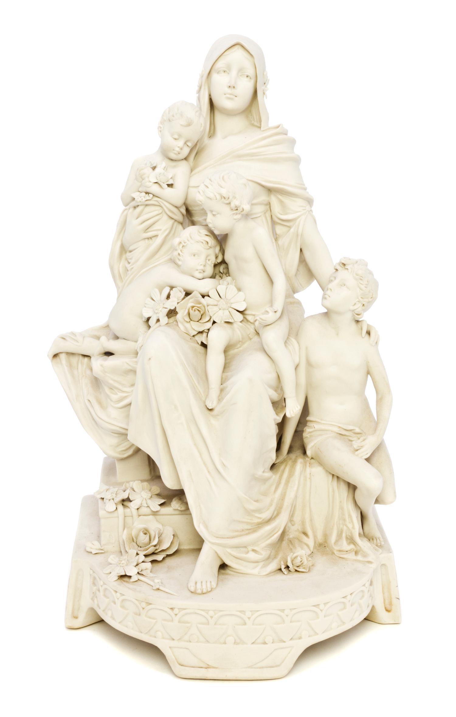 A Royal Vienna Parianware Figural Group, Height of parianware 11 inches.