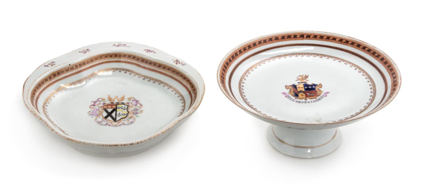 Two Chinese Export Armorial Articles Diameter of larger 10 1/2 inches. — 19TH CENTURY