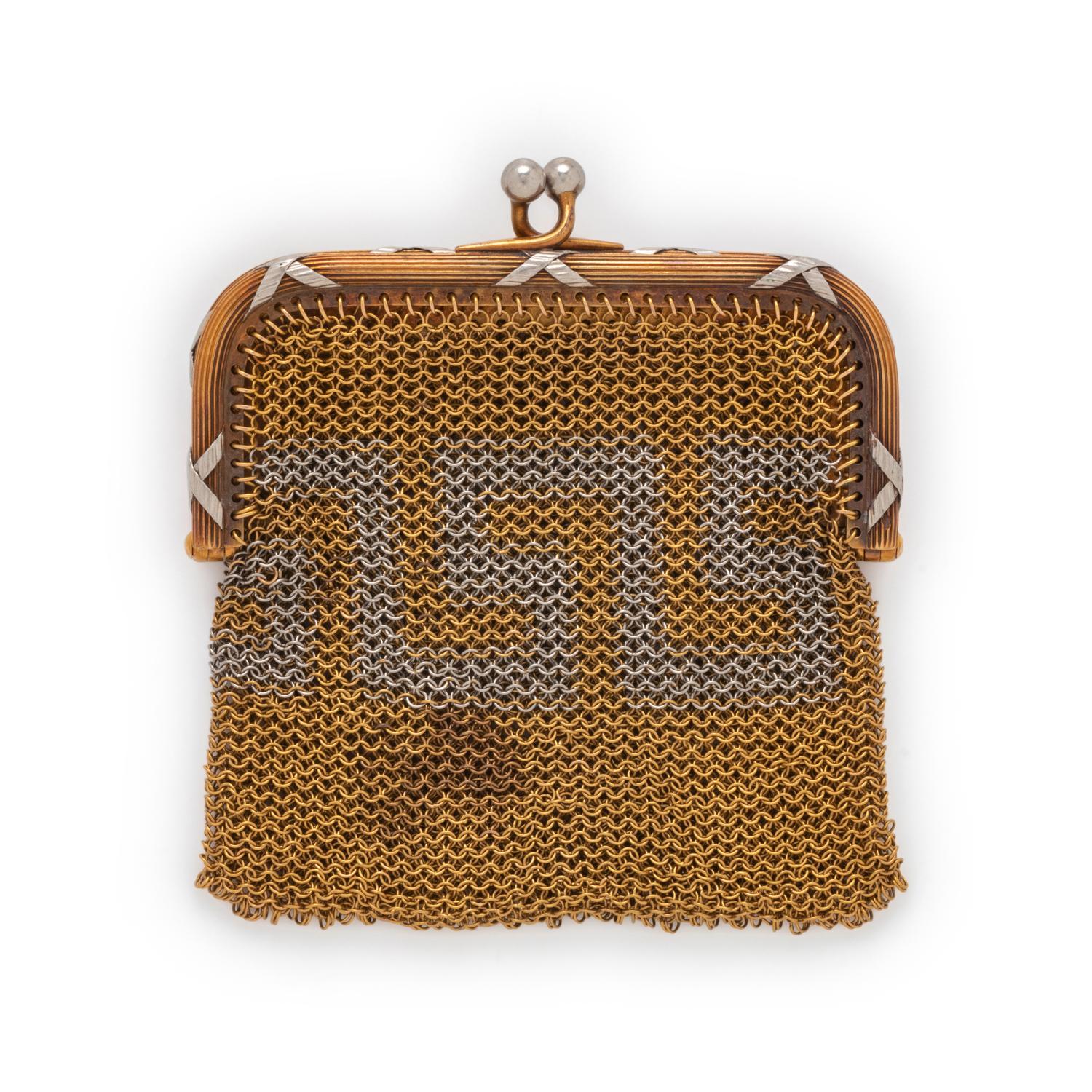 FRENCH, ANTIQUE, YELLOW GOLD AND PLATINUM COIN PURSE