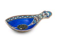A Russian Silver and Guilloché Enamel Kovsh