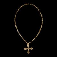 A Byzantine Gold and Garnet Cross Necklace