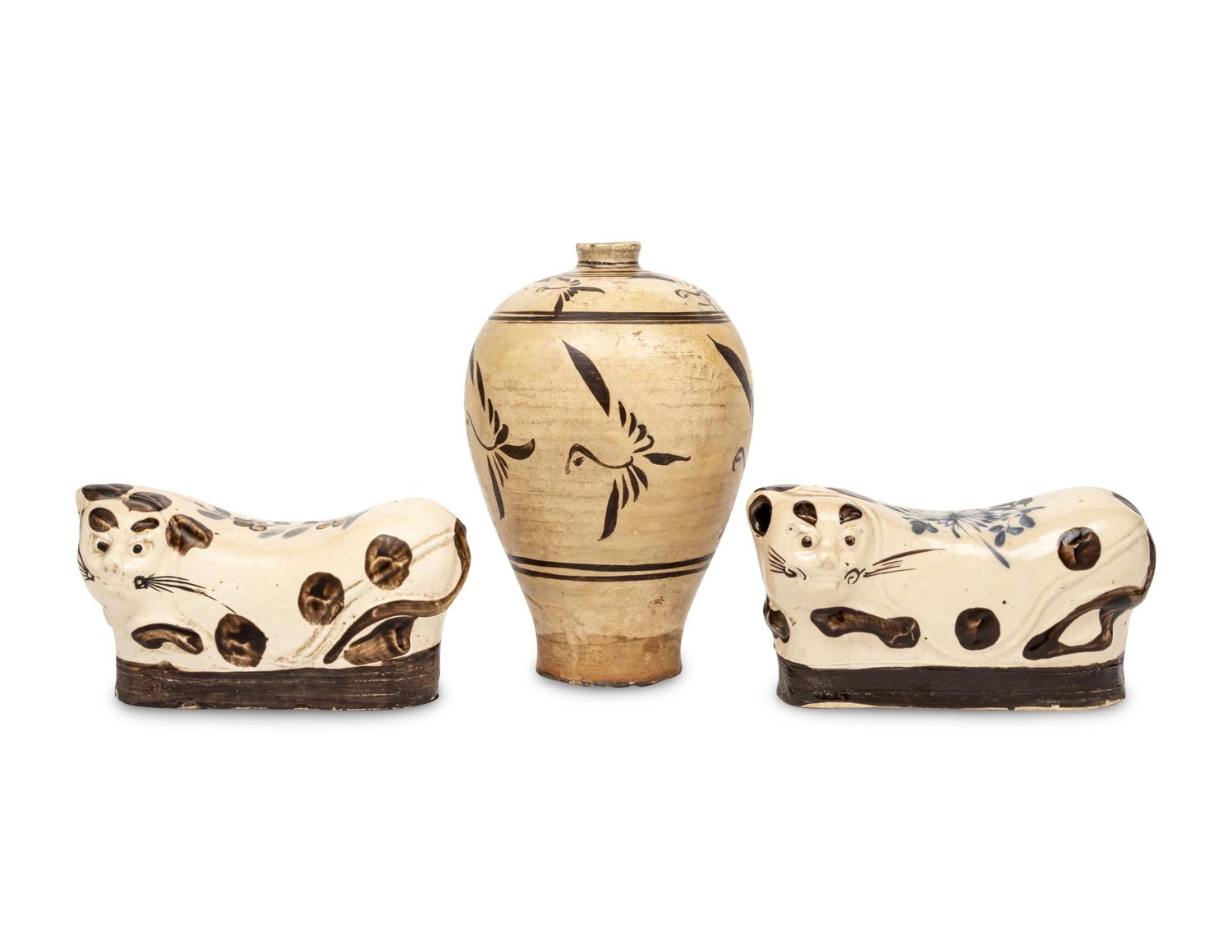 Three Chinese Cizhou Stoneware Articles