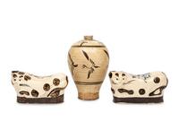 Three Chinese Cizhou Stoneware Articles
