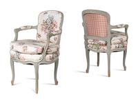 A Set of Four Louis XV Gray-Painted Fauteuils