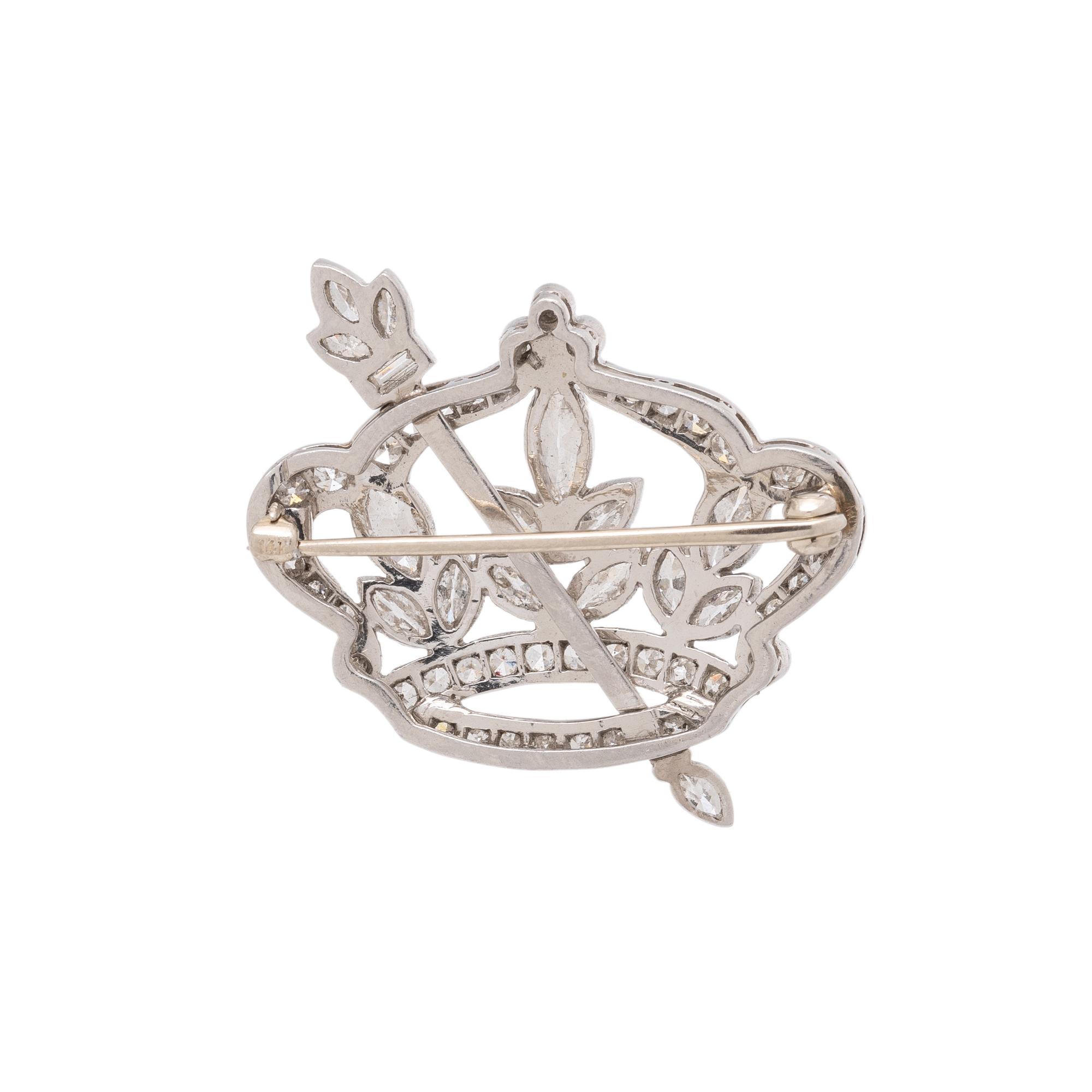 ANTIQUE, DIAMOND AND PLATINUM CROWN BROOCH