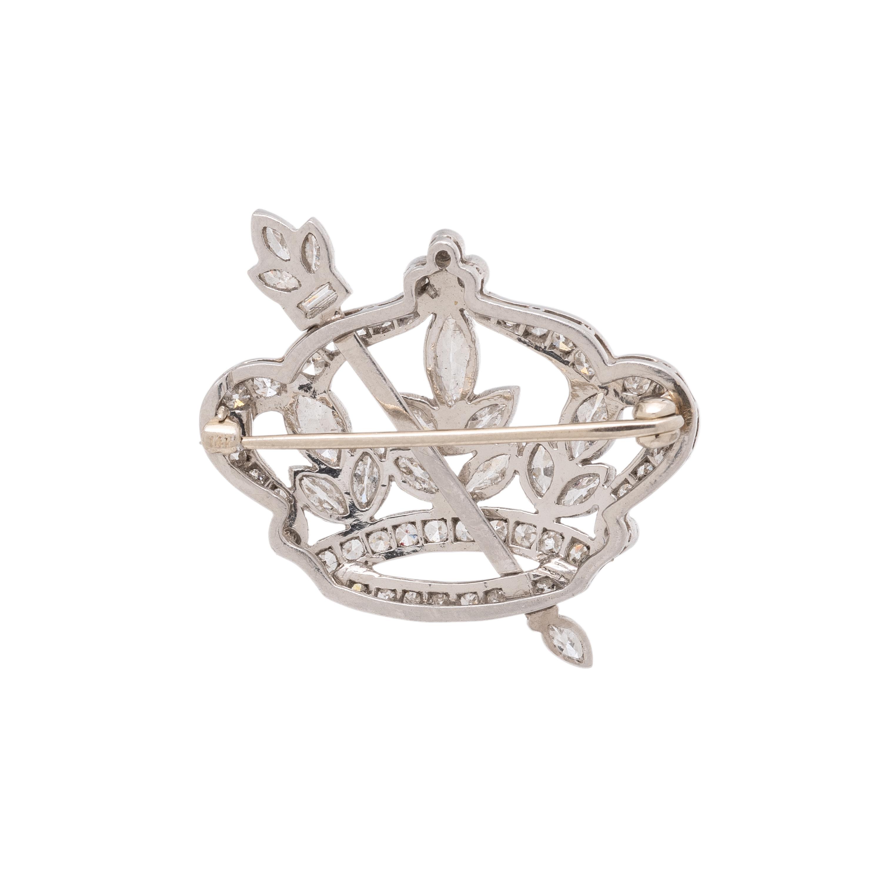 ANTIQUE, DIAMOND AND PLATINUM CROWN BROOCH
