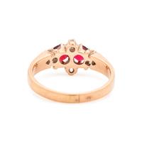 ANTIQUE, GARNET DOUBLET AND DIAMOND RING