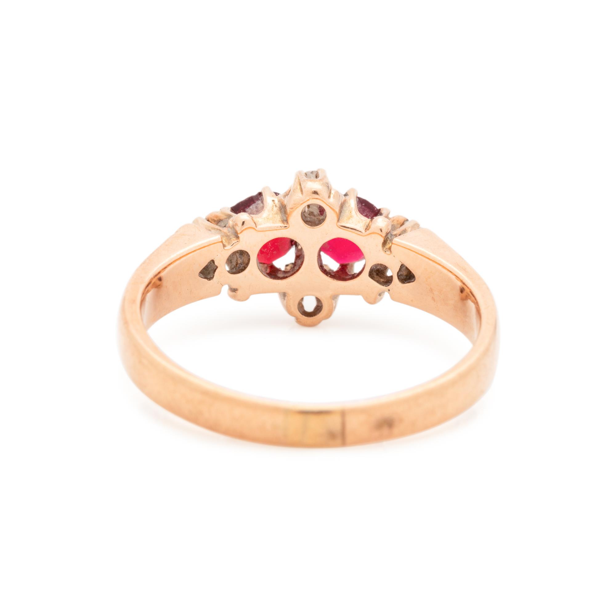 ANTIQUE, GARNET DOUBLET AND DIAMOND RING