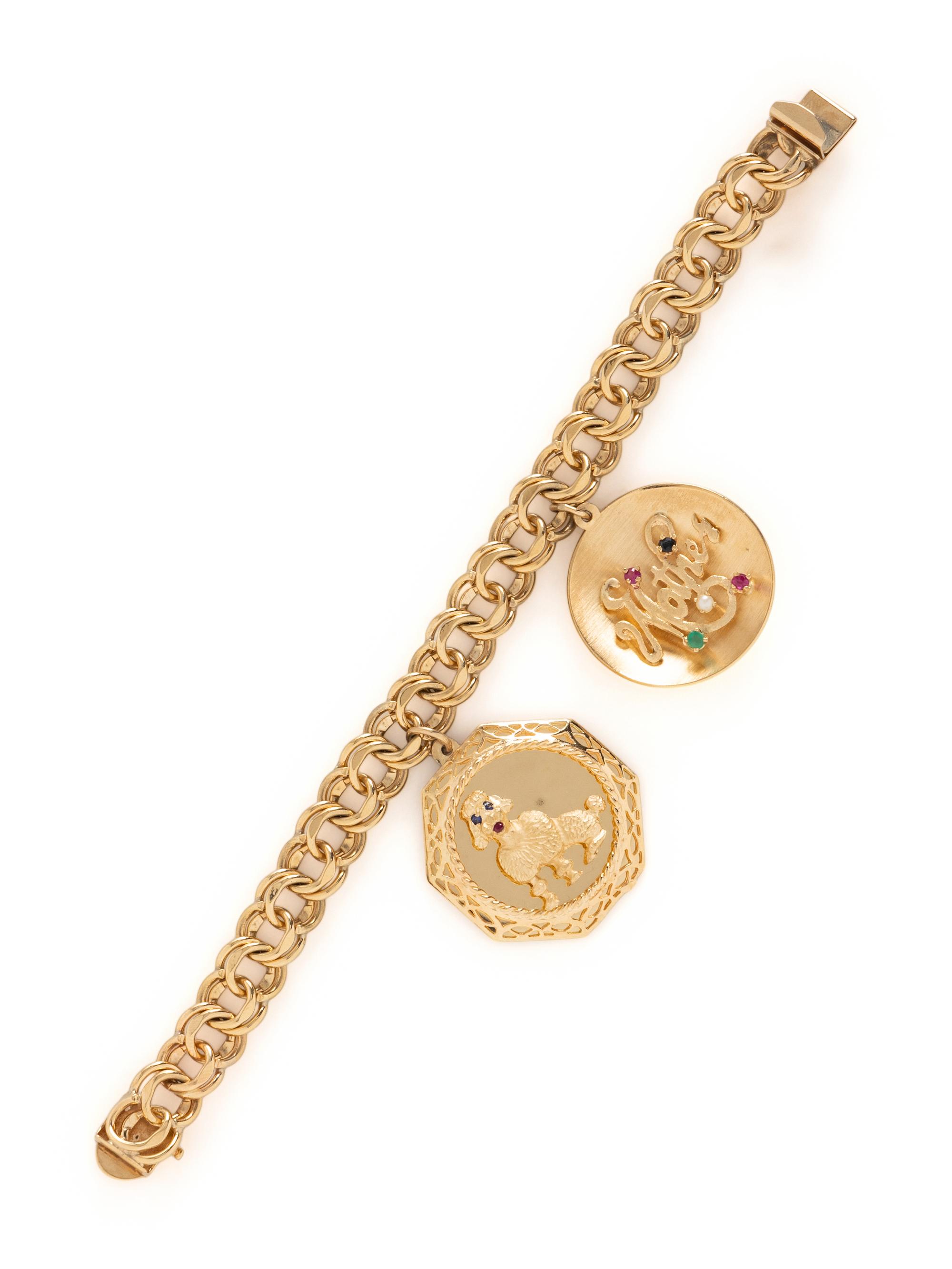 YELLOW GOLD AND MULTIGEM CHARM BRACELET