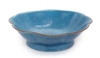 A Robin's Egg Glazed Porcelain Footed Bowl Diameter 8 1/2 inches. — 18TH/19TH CENTURY