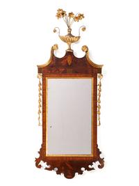 A George III Adam-Style Parcel Gilt and Figured Mahogany Mirror