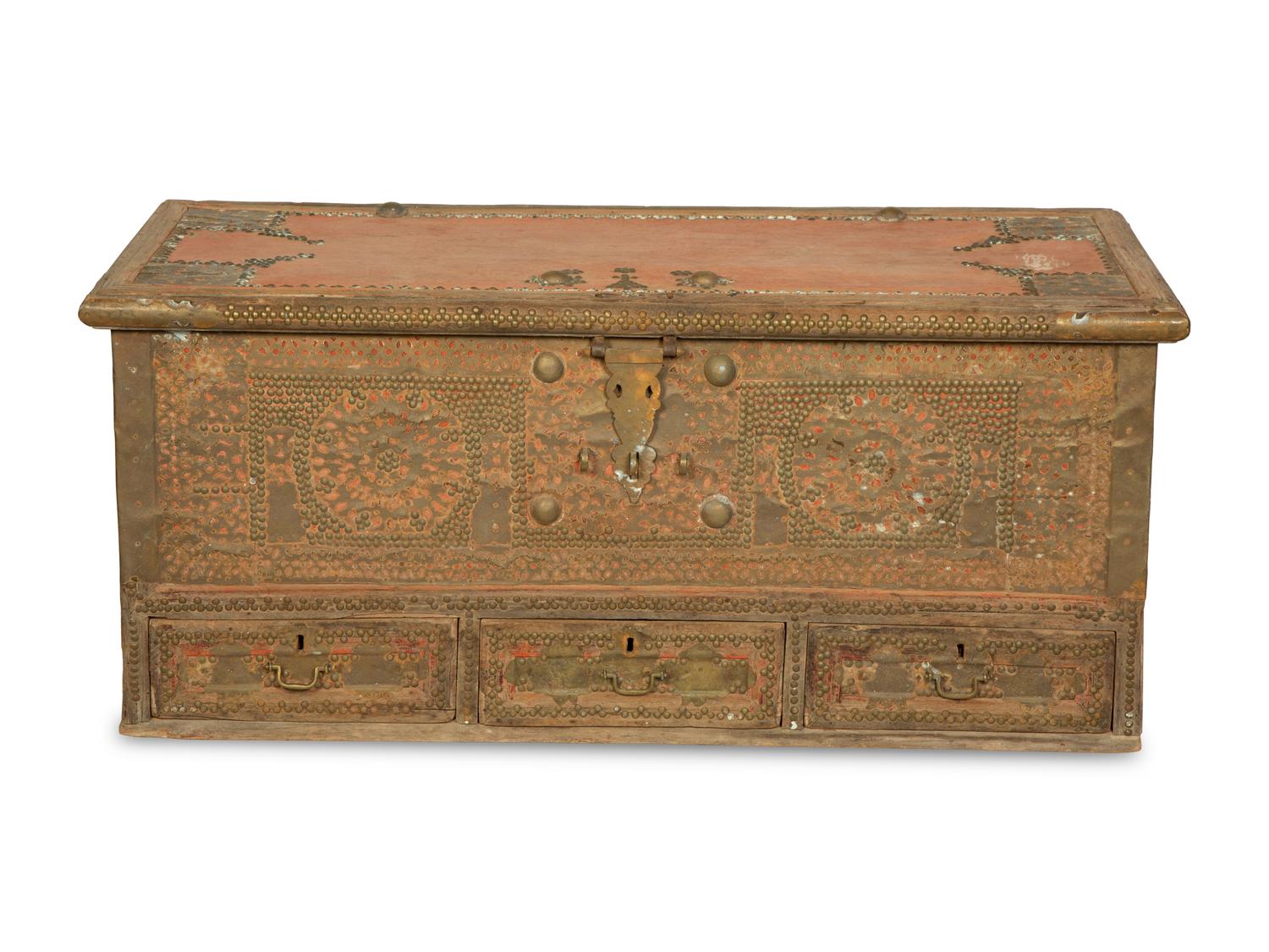 A Middle Eastern Nailhead-Decorated Trunk