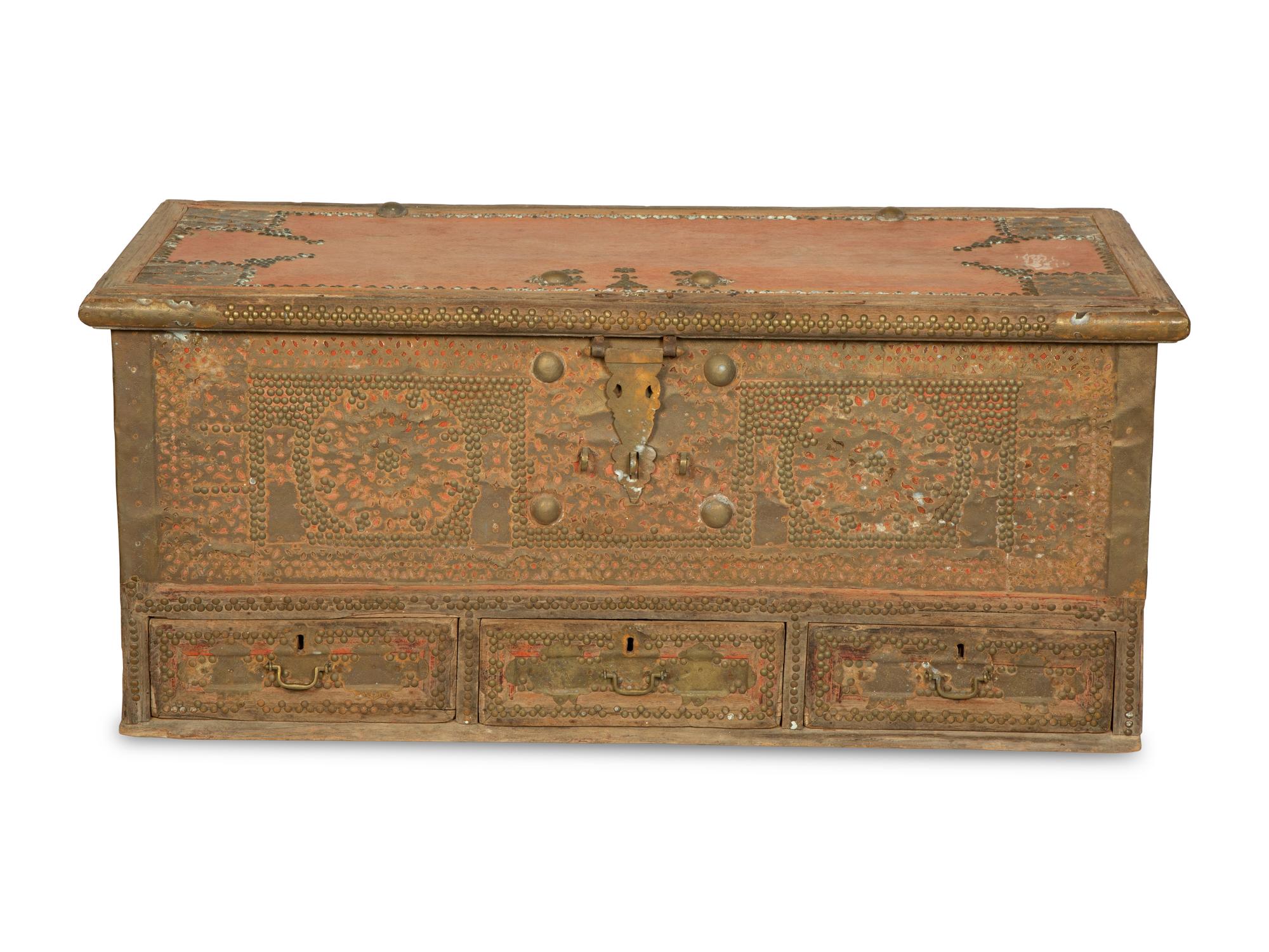 A Middle Eastern Nailhead-Decorated Trunk
