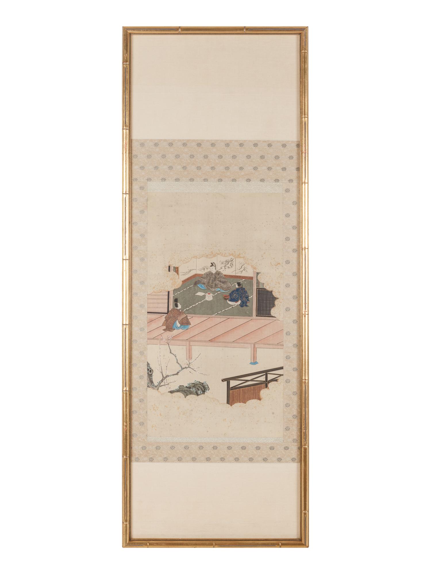 Four Japanese Ink and Color Paintings on Paper