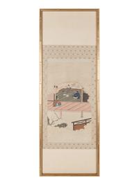 Four Japanese Ink and Color Paintings on Paper