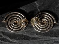 Silver Spiral Post Earrings, with 14K Gold Arrow Accent