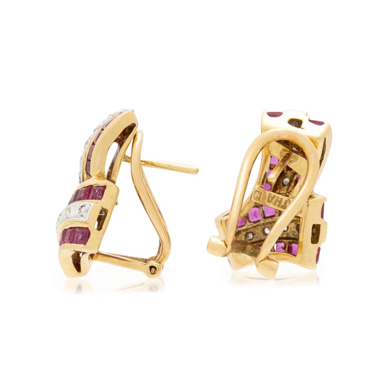 RUBY AND DIAMOND EARCLIPS