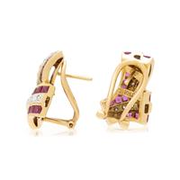 RUBY AND DIAMOND EARCLIPS