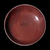 A Chinese Copper Red Glazed Porcelain Plate, Possibly Qianlong Period 或爲清乾隆 寶石紅釉盤