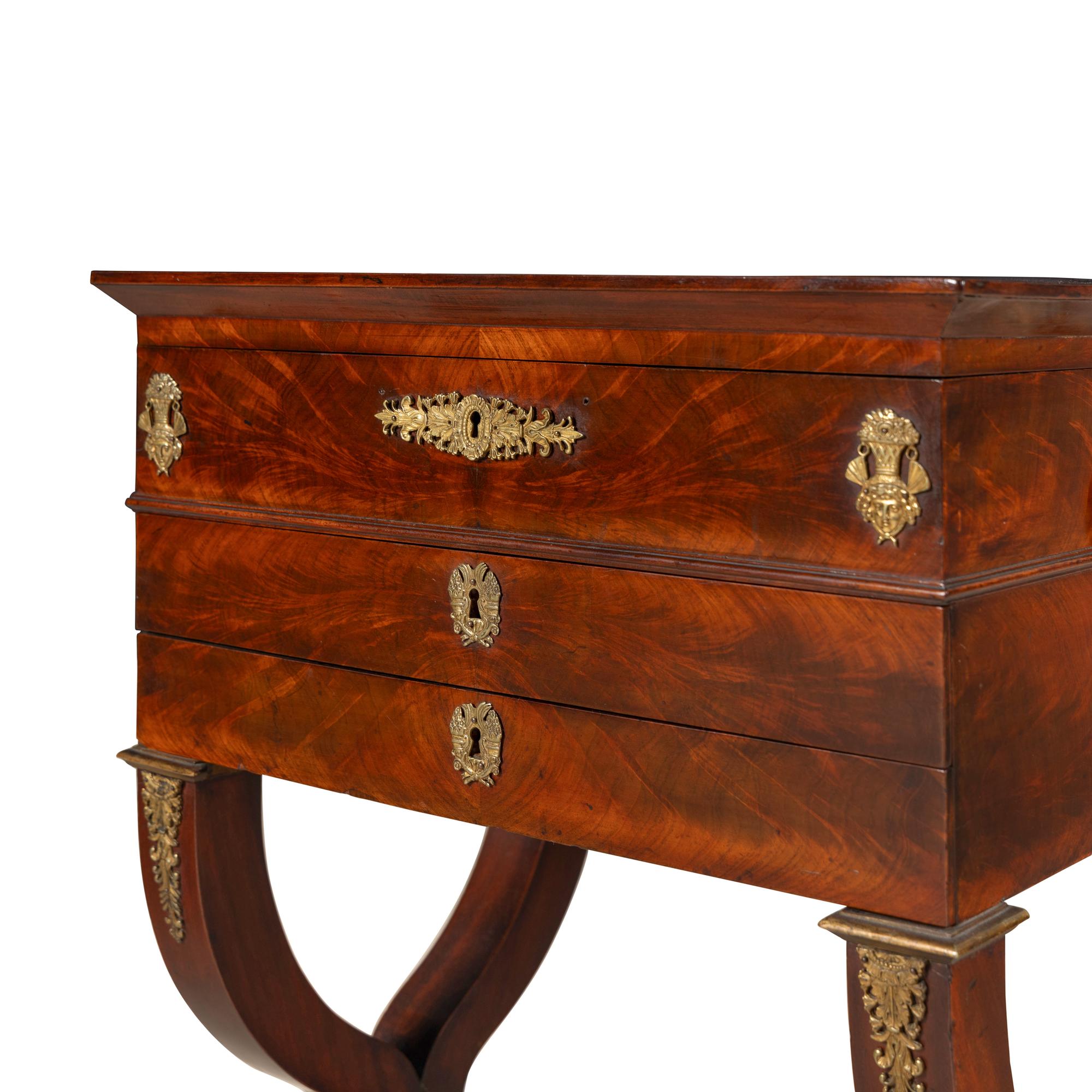 A French Gilt-Bronze Mounted Mahogany Work Table