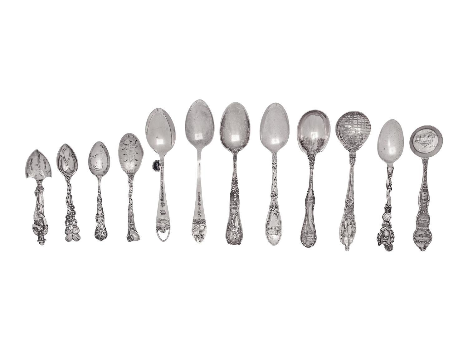 Eleven American Silver Souvenir Spoons
