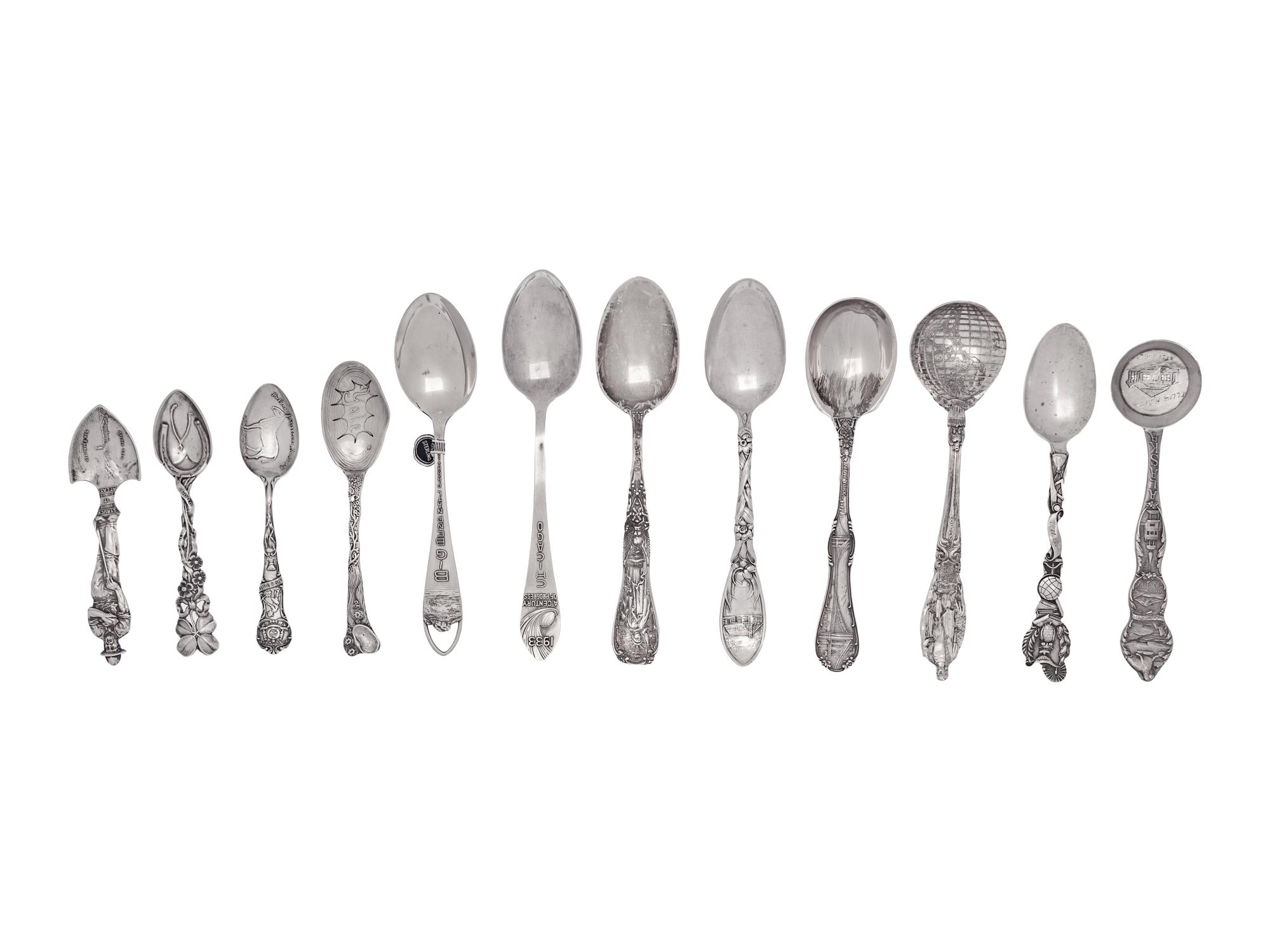 Eleven American Silver Souvenir Spoons