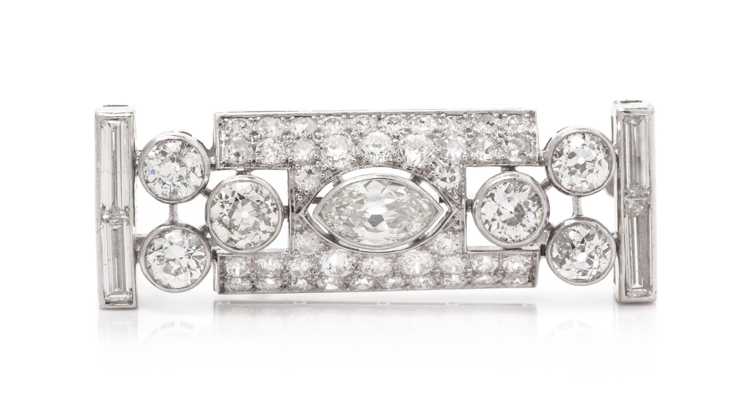A Platinum and Diamond Brooch, 6.80 dwts.