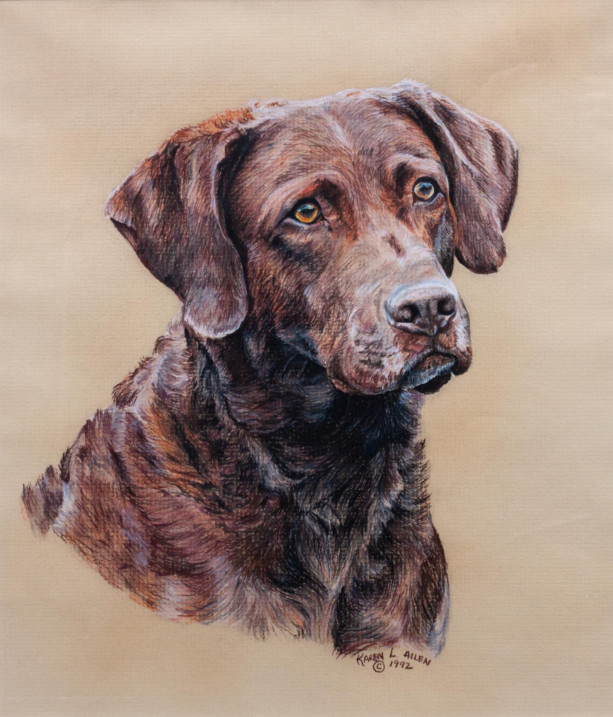 Six Works of Art depicting Chesapeake Bay Retrievers Largest: 18 x 10 1/2 inches.