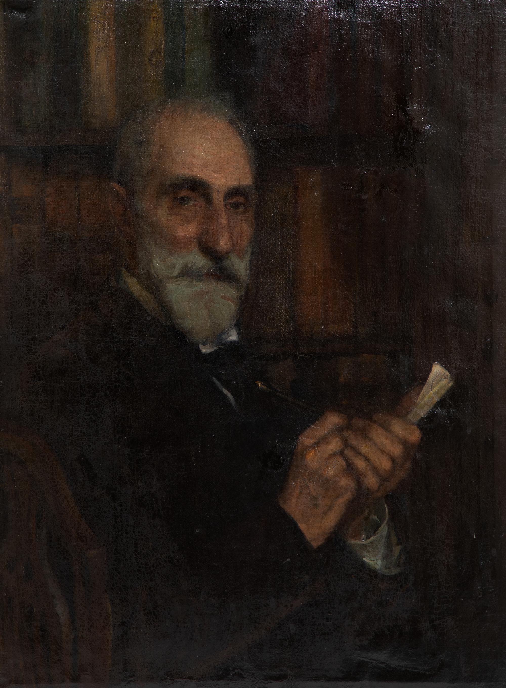 Arthur M. Clapp, (American, 19th/20th Century), Man with Book in Library