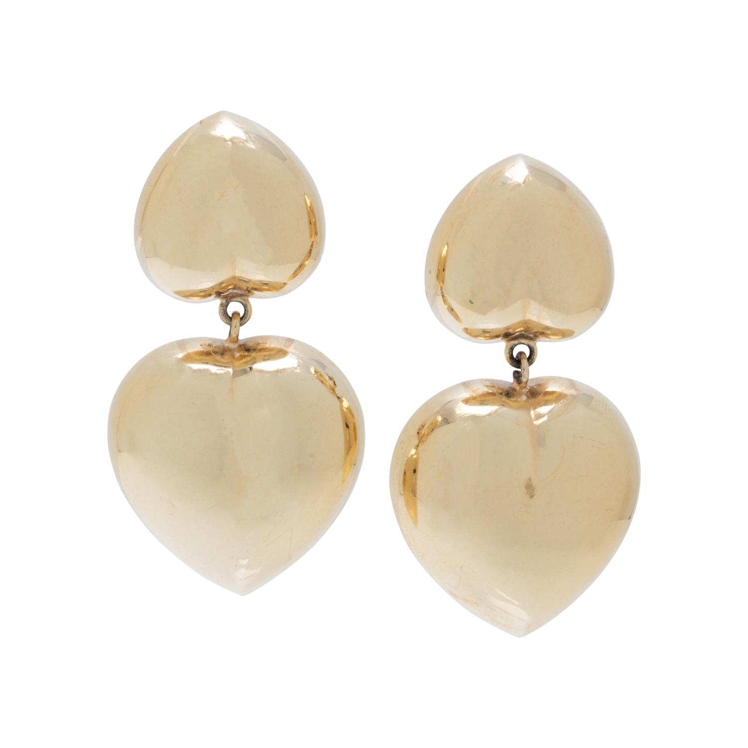 YELLOW GOLD HEART EARCLIPS