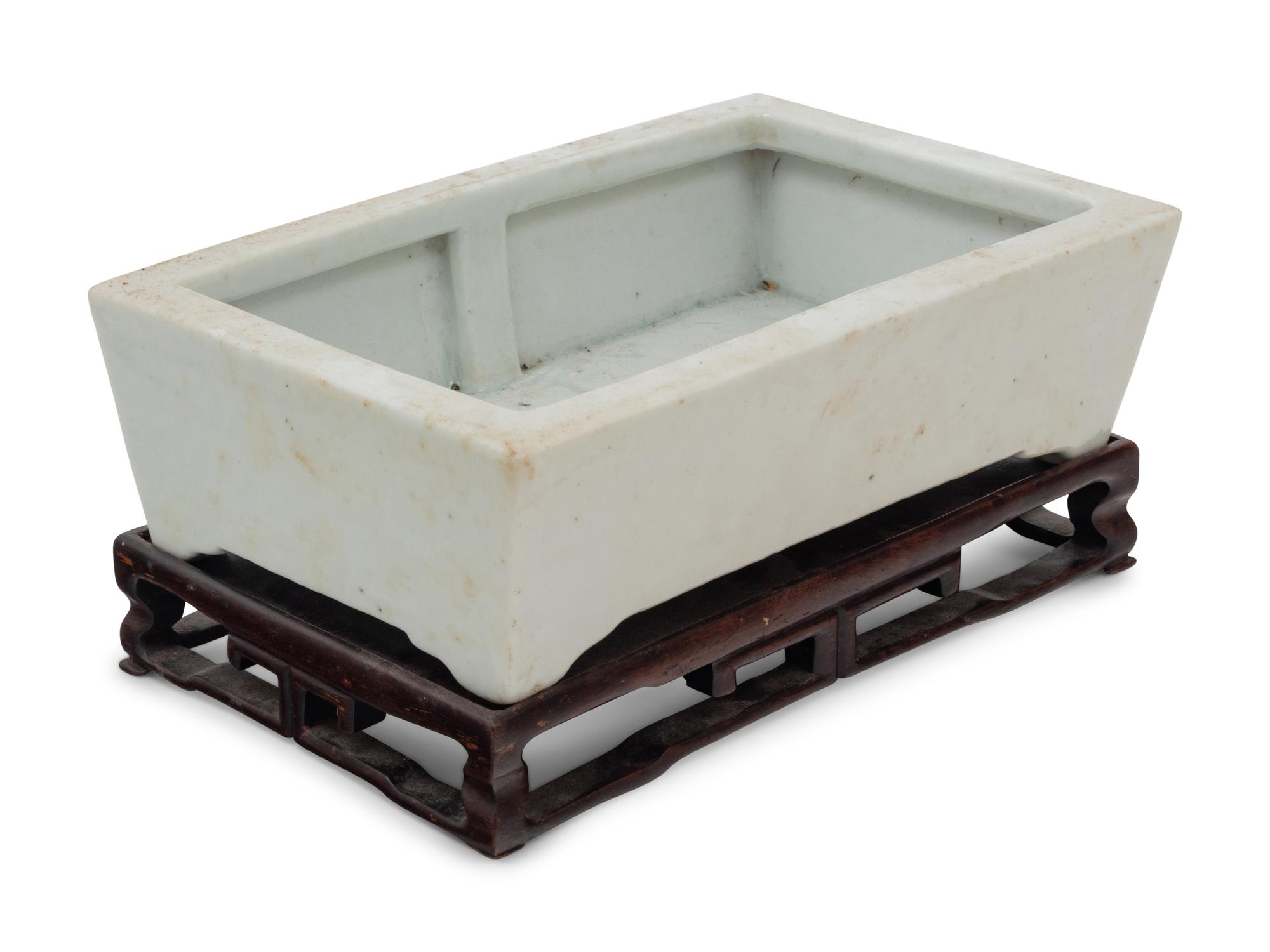 A Blanc-de-Chine Porcelain Rectangular Cachepot