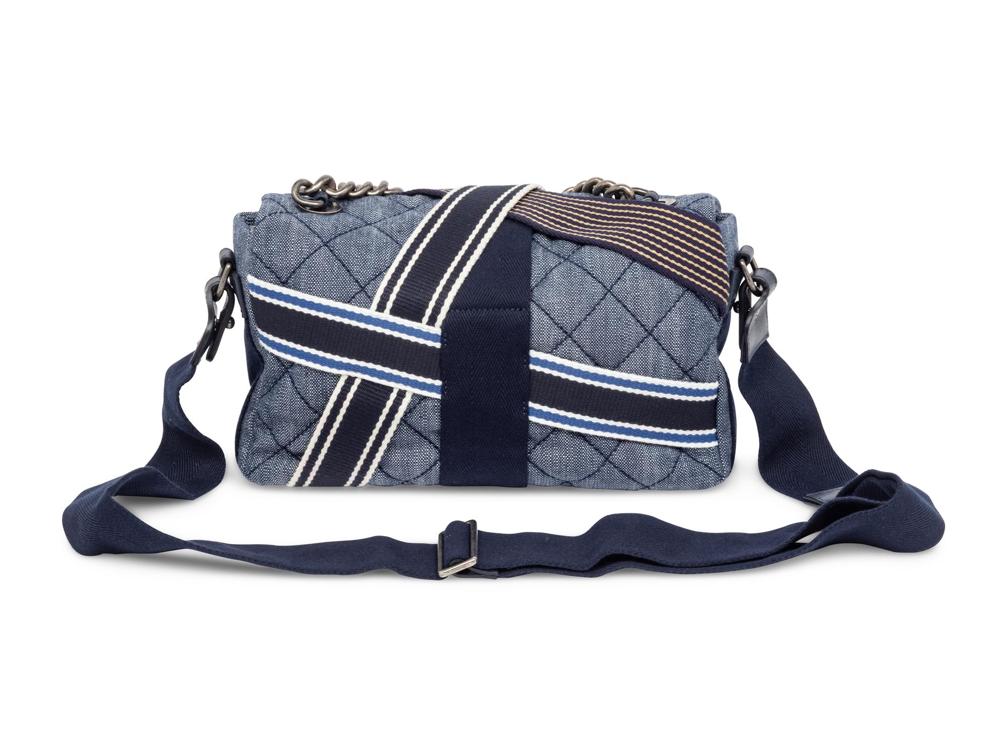 CHANEL, QUILTED DENIM CROSSBODY FLAP BAG