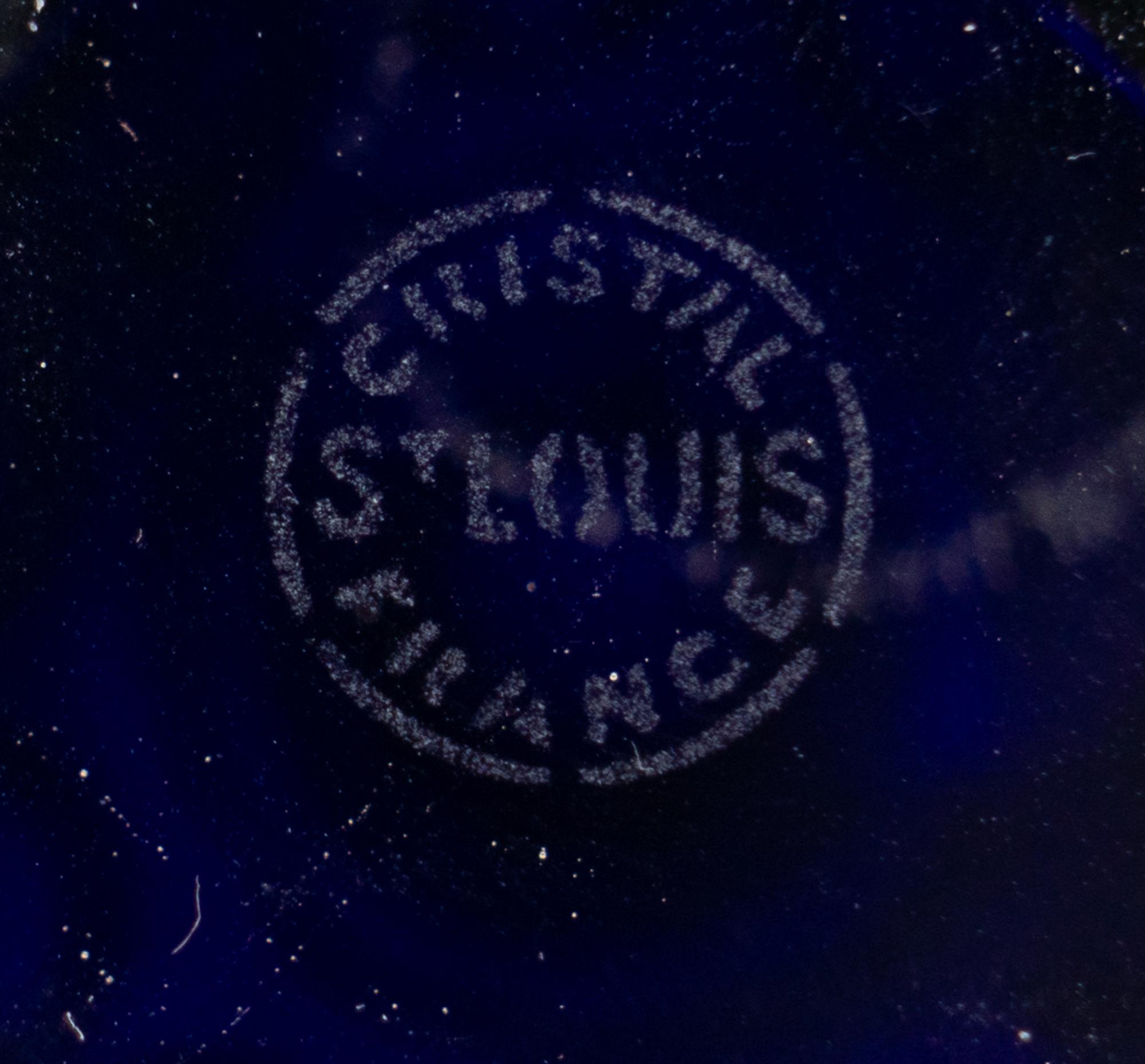 A Saint-Louis Gilt Decorated Cobalt Cut-to-Clear Glass Vase