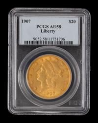 A United States 1907 Liberty Head $20 Gold Coin