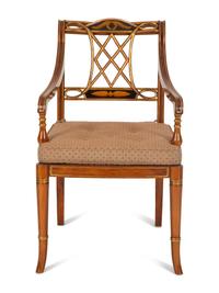 A Regency Style Rosewood and Parcel Gilt Open Armchair