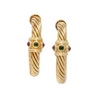 DAVID YURMAN, YELLOW GOLD AND MULTIGEM HOOP EARRINGS