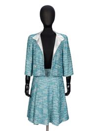 Chanel, Turquoise Tweed Skirt Suit