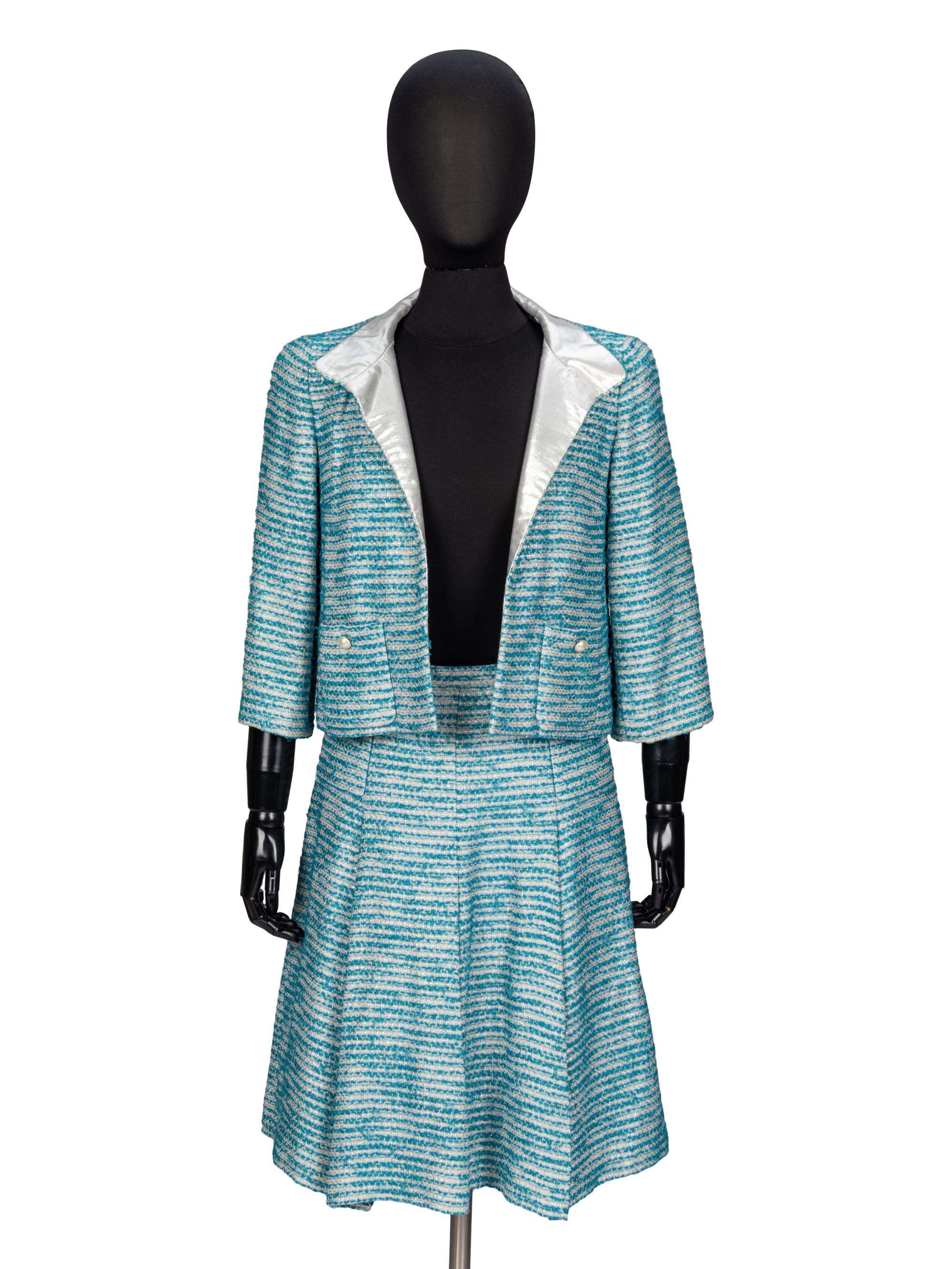 Chanel, Turquoise Tweed Skirt Suit
